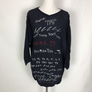 VTG LA MAISON‎ BLU Embroidered Long Blouse Top